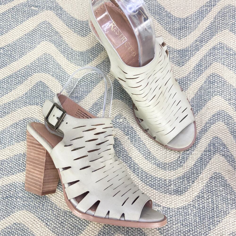 Restricted Perforated Booties‎ Size 7.5 Neutral Bone Gray Faux Leather